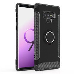 Galaxy Note 9 360 Rotating Ring Stand Hybrid Case with Metal Plate (Black)